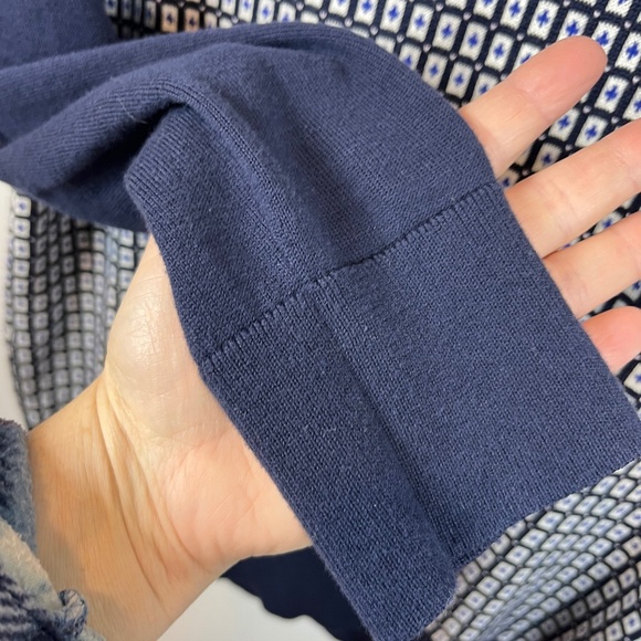 Lands' End Women's Cardigan Blue White Geometric Pattern L/T (14-16) 100% Supima - Picture 5 of 16